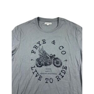 FRYE & CO Men's Graphic T Shirt Live To Ride Motorcycle Wings Gray Size L